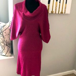 Dots brand raspberry pink cowl sweater dress